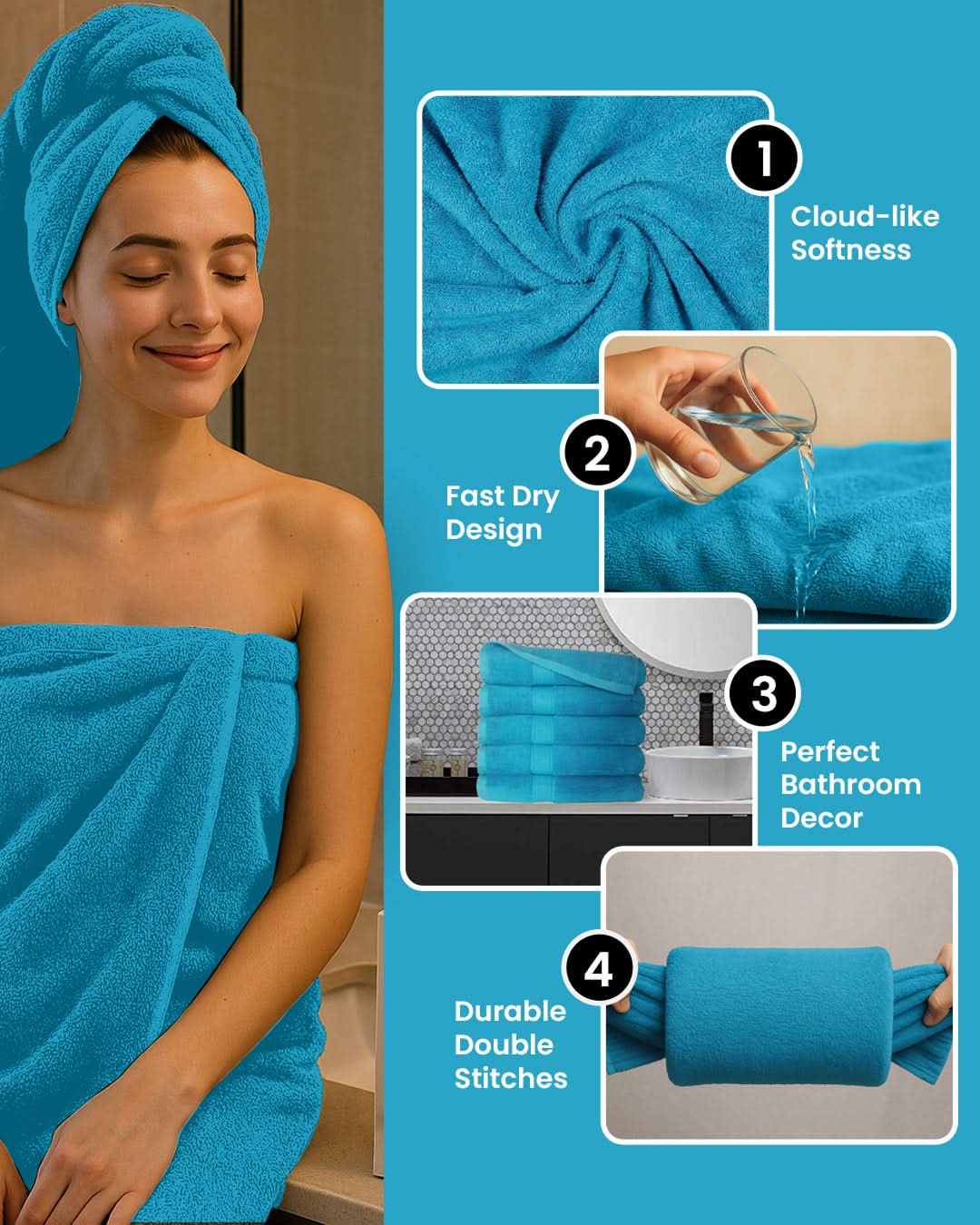 Cottons Clout™ Luxury bluebird  Bath Towel