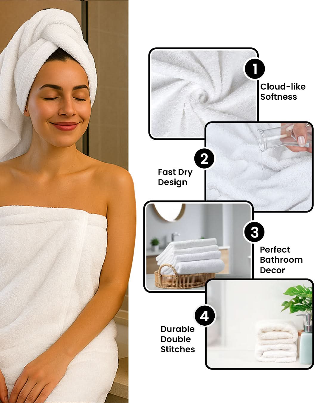 Cottons Clout™ Everyday Essential White Towel Pack of 6